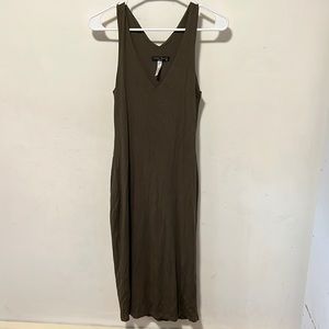 Olive green midi dress (M)